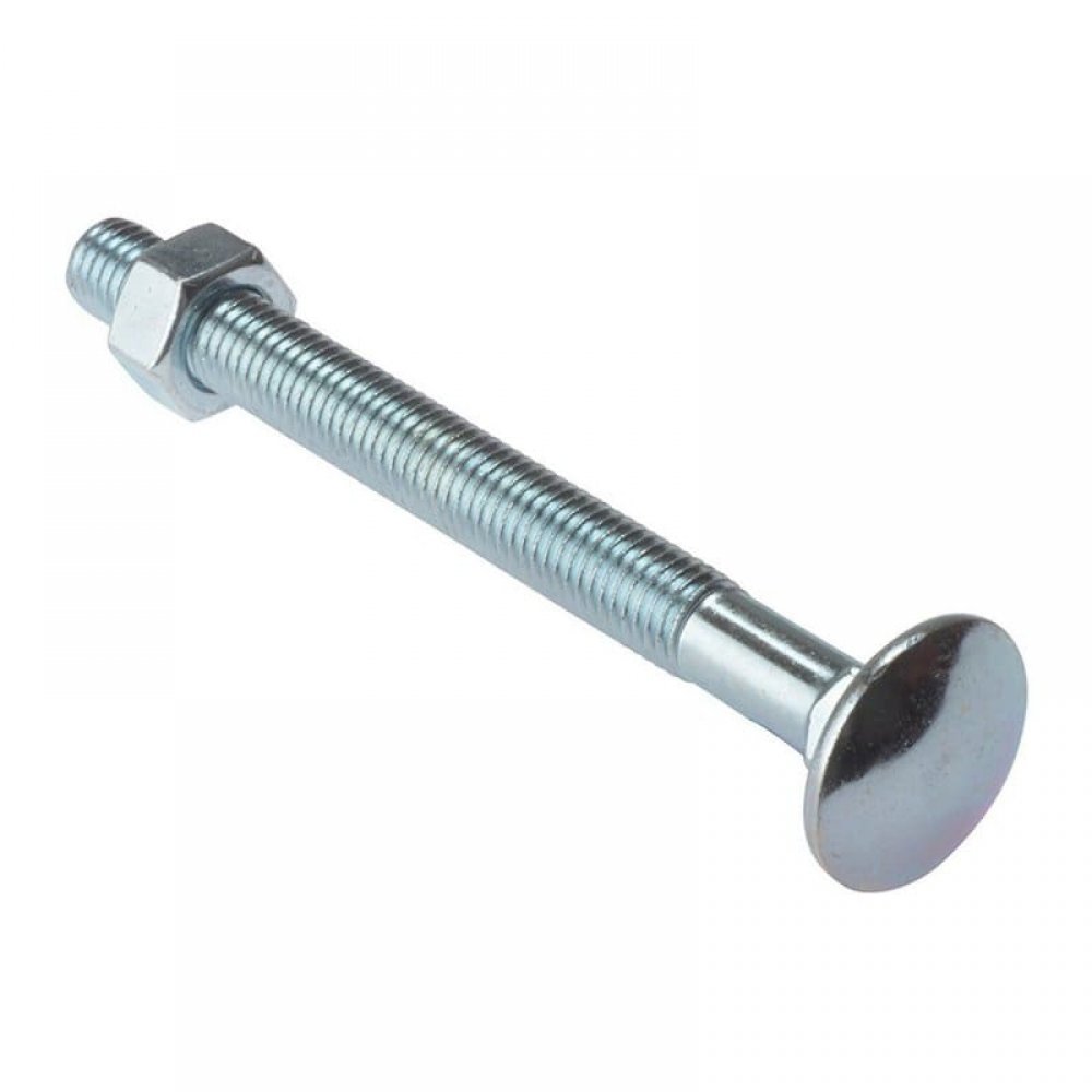 M12 x 150MM CUP SQUARE BOLT & NUT & WASHER CARRIAGE COACH BOLT ZINC PLATED 