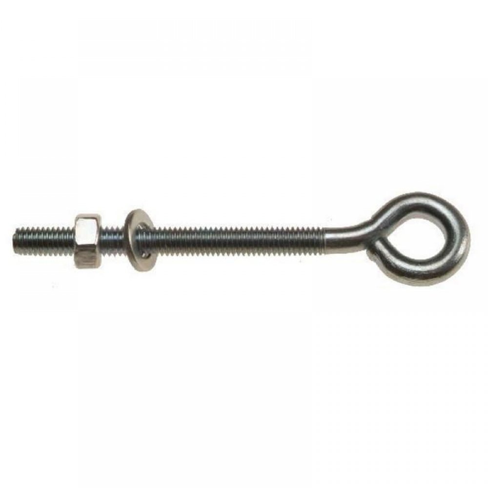steel zinc plated Folded Straining Eye Bolts With Nuts & Washers M8x150 pack 2 