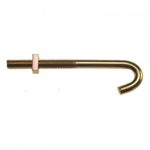 M8x70 Hook Bolts Zinc + Yellow Passivated [Incl. Sq. Nuts & Washers] (Pack of 10)