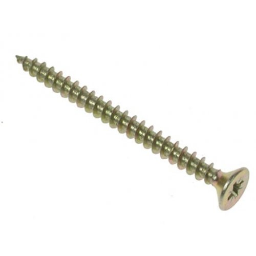 M5x70 Pozi Csk General Purpose Chippy Woodscrews - Zinc Yellow Plated (2x Tubs of 1,000)