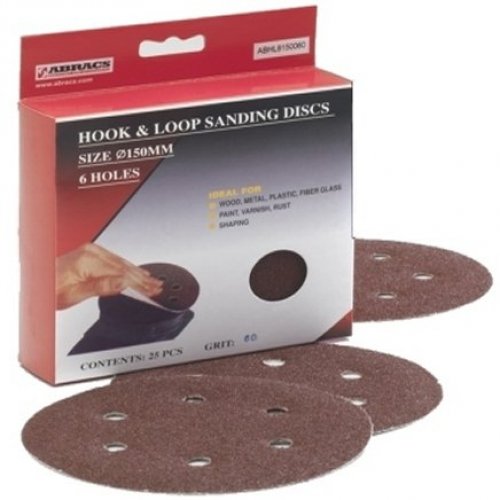 150mm x 80g Hook & Loop Sanding Discs (Pack of 25) [No Holes]
