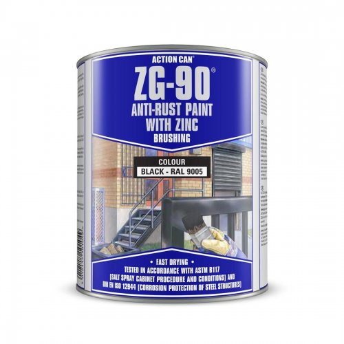 ZG90 Satin Black Brush On Paint 900ml (Pack of 4)