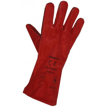 Red Leather Welders Gauntlets EN388 & EN407 [Cat 2]